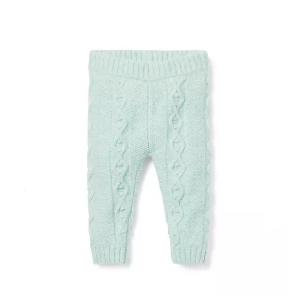 Janie and Jack Baby The Cozy Cable Knit Pant in Pastel Green Heather Size 3-6 Mo